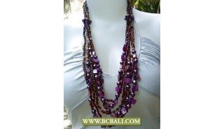 Bcbali Purple Beads Necklaces Layer